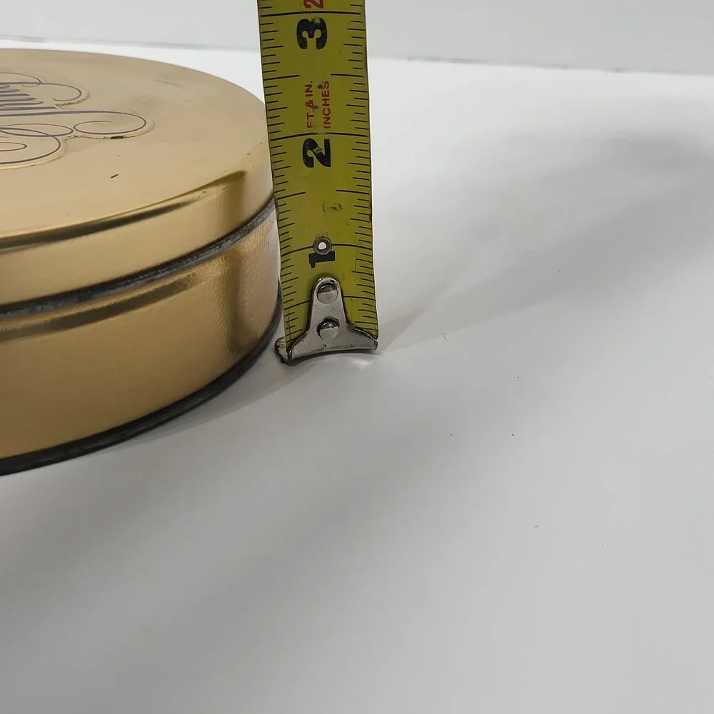 Gold Metal My Favorite Things Round Storage Tin Embossed Keepsake Box 7.25 Inch*